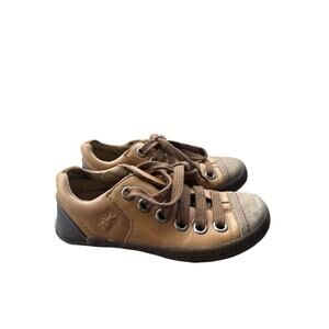 Fly London Leather Lace Up Sneakers Tan Brown Euro 37 US 7 UK 4